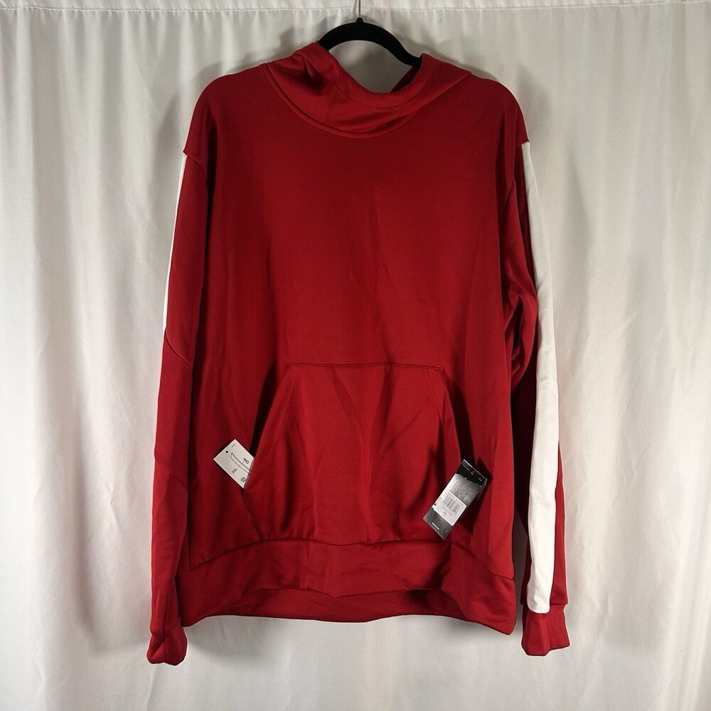 New ADIDAS Hoodie Men's XL Solid Red Pullover Pockets Long Sleeve